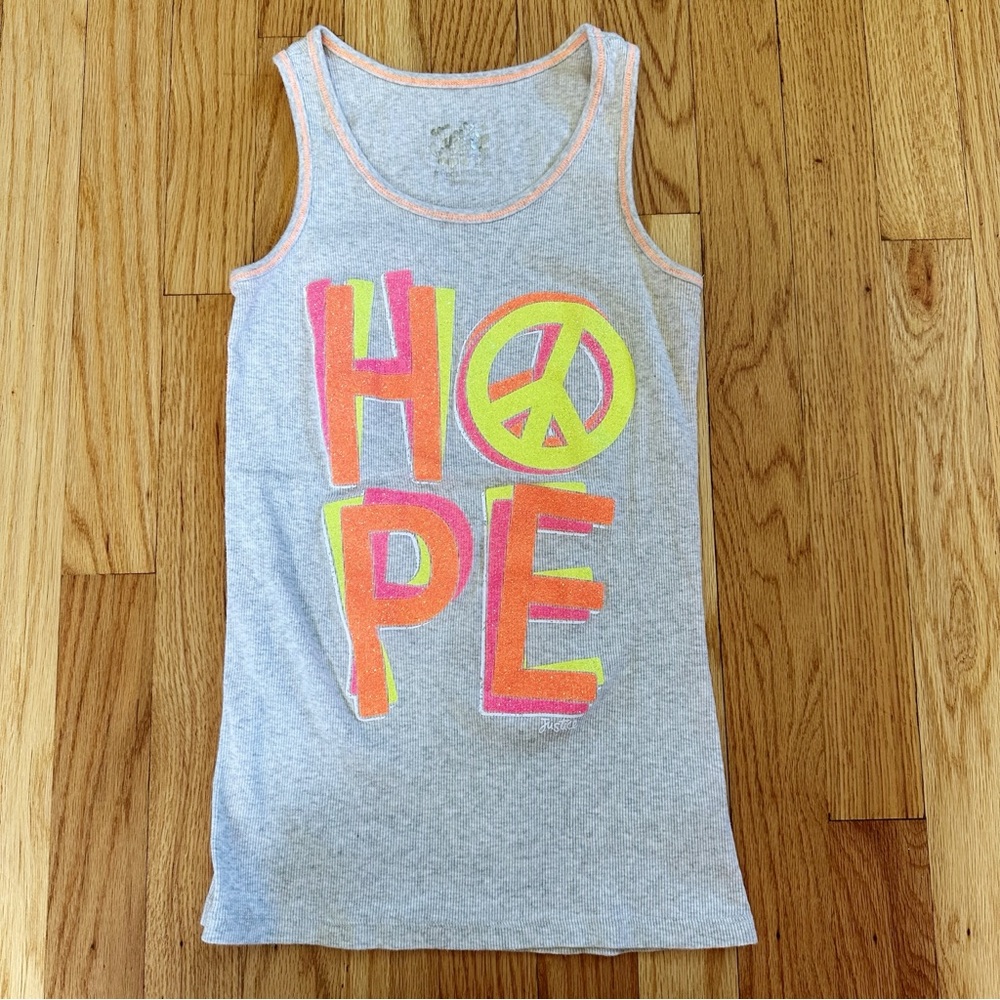 Justice Girls Ribbed Tank Top Hope Graphic Sz 14